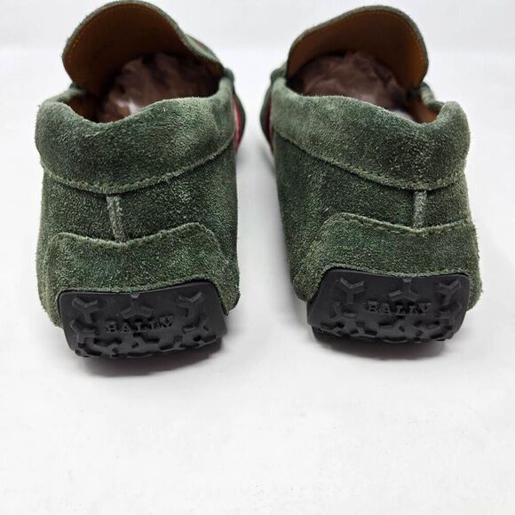 BALLY PIETRO ITALY OLIVE STRIPE STRAP SUEDE DRIVER LOAFER MENS SIZE 7 US - Picture 4 of 10